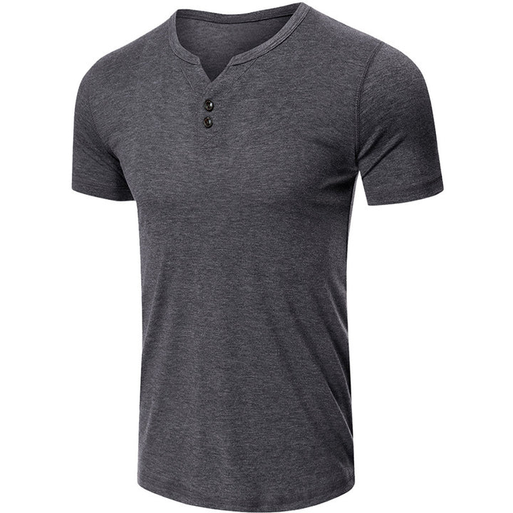 Herren Kurzarmshirt mit innovativem Henley-Ausschnitt und weichem Baumwollmix Echoarchiv