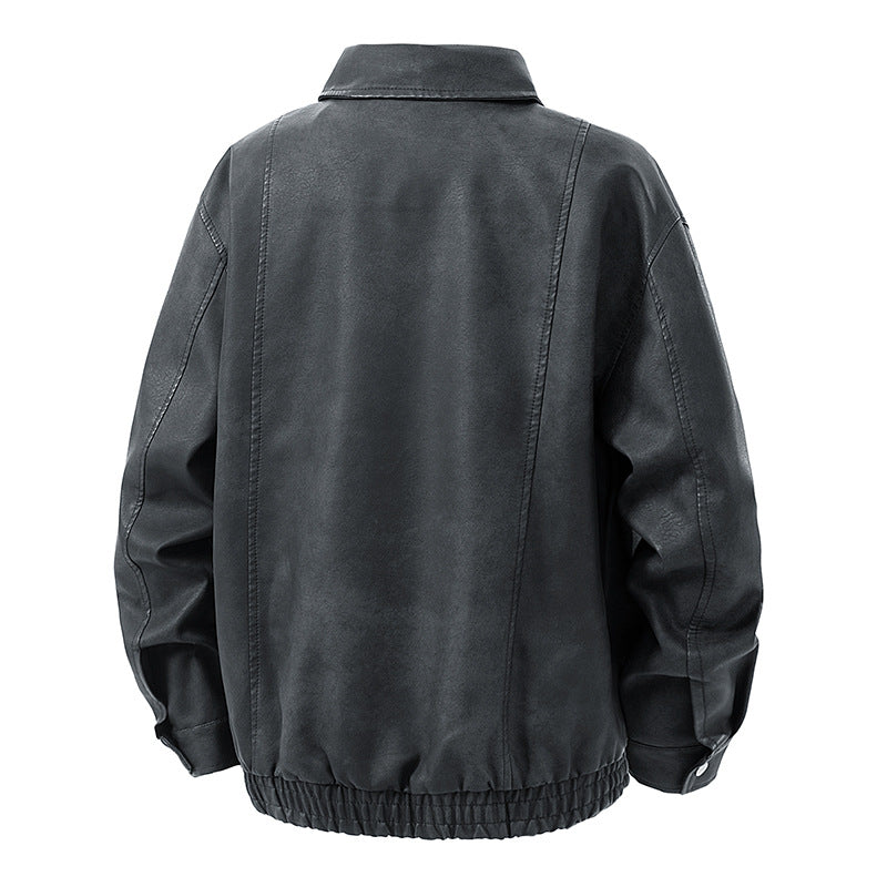 Herren legerer Lederblouson mit Reißverschluss und elastischem Saum Echo Archiv
