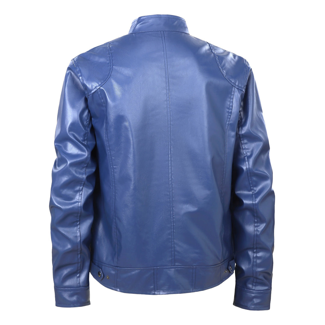 Herren Slim-Fit Lederjacke im Bikerstil mit Stehkragen, Reißverschlusstaschen und weichem Lammnappa Echo Archiv