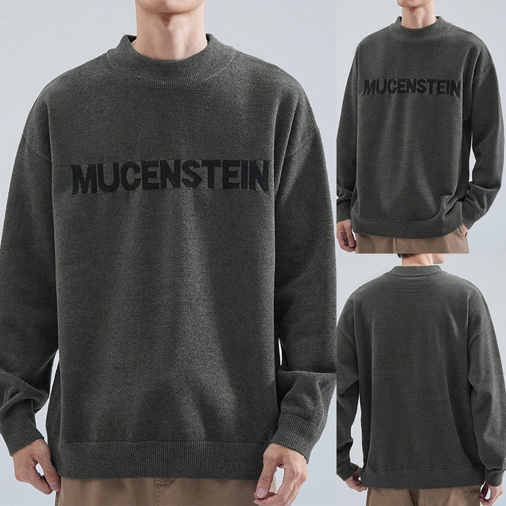 Herren Bequemer Oversized Pullover mit grafischem Schriftzug Echoarchiv