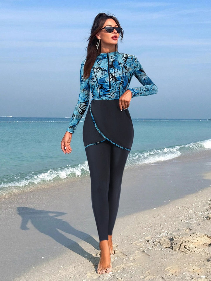 Damen Eleganter Surfanzug mit langem Arm und Wickelrock Echo Archiv