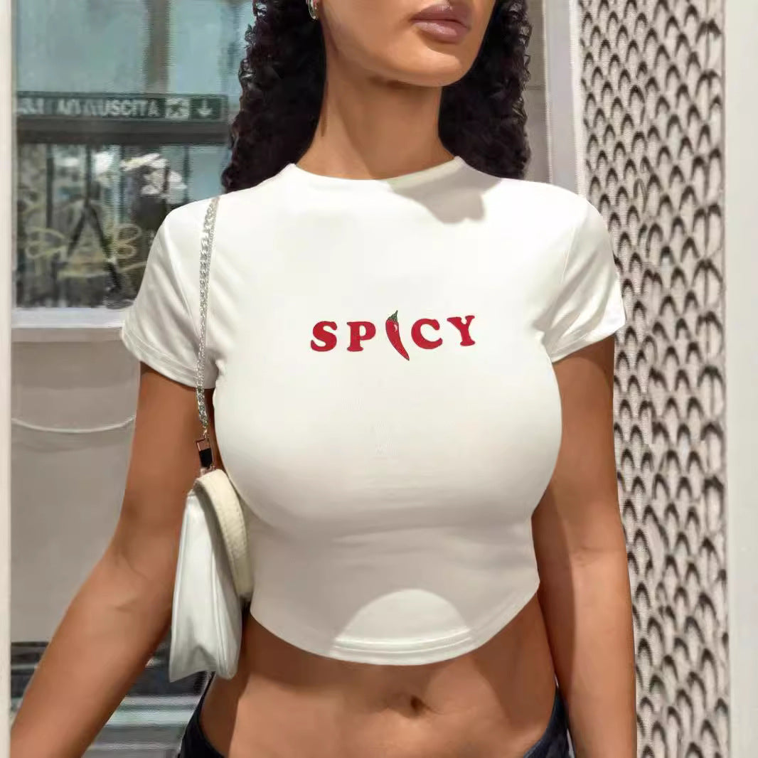 Damen Crop-Top mit kreativem Grafikdesign und modernem Schriftzug Echo Archiv