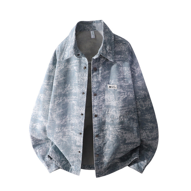 Herren Oversize-Jeanshemdjacke mit washed Effekt, Brusttasche & Druckknopfleiste Echoarchiv
