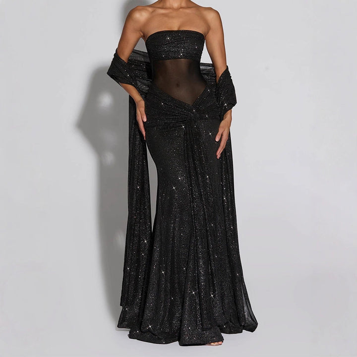 Damen Glamouröses Abendkleid mit schimmerndem Obermaterial Echo Archiv