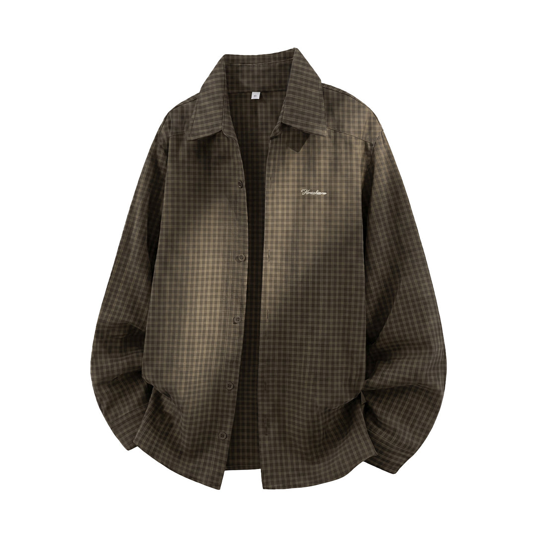 Unisex Karo-Hemdjacke im lässigen Oversize-Schnitt mit gesticktem Script-Logo Echo Archiv