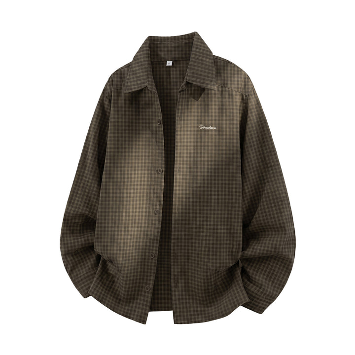 Unisex Karo-Hemdjacke im lässigen Oversize-Schnitt mit gesticktem Script-Logo Echo Archiv