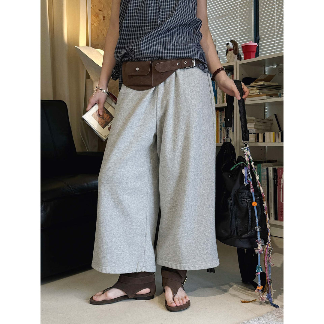 Damen Weiche High‑Waist Lounge‑Palazzohose aus Sweat mit elastischem Bund Echoarchiv