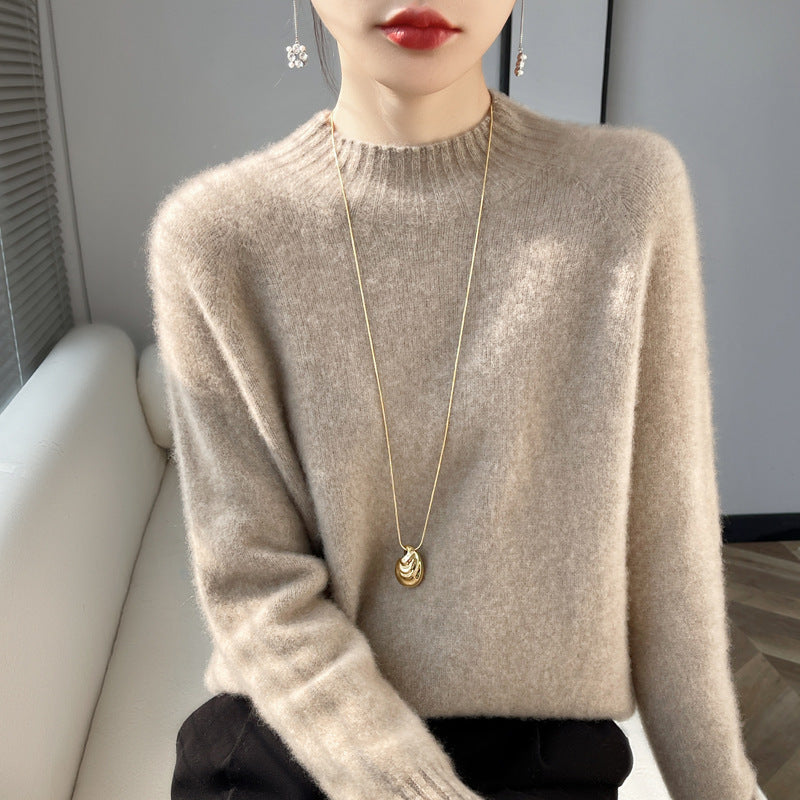 Damen Kurz-Mockneck-Pullover aus flauschigem Mohair-Mix mit kastiger Silhouette Echoarchiv