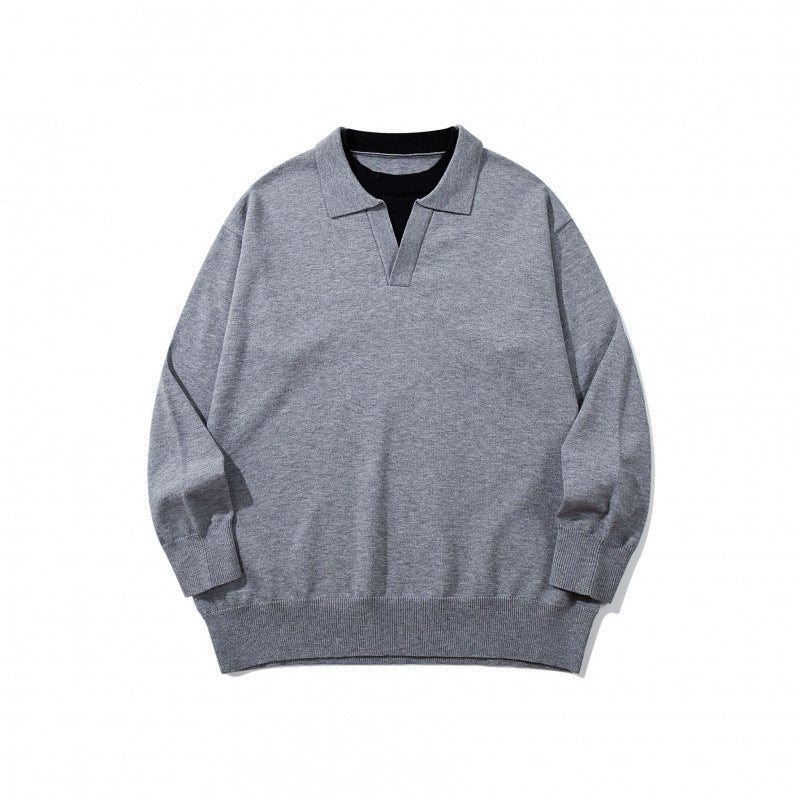Unisex Oversize-Feinstrickpullover mit offenem Henley-Ausschnitt und kontrastiertem Innenkragen Echo Archiv
