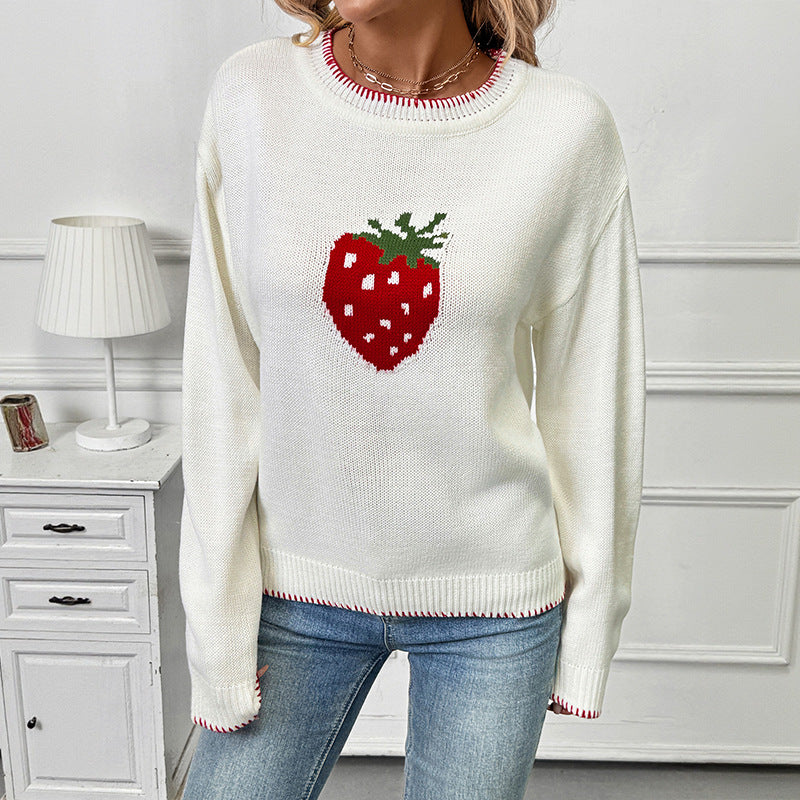 Damen Verspielter Pullover mit Erdbeer-Motiv Echo Archiv