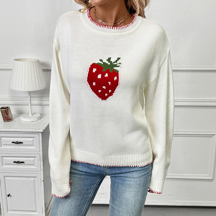 Damen Verspielter Pullover mit Erdbeer-Motiv Echo Archiv
