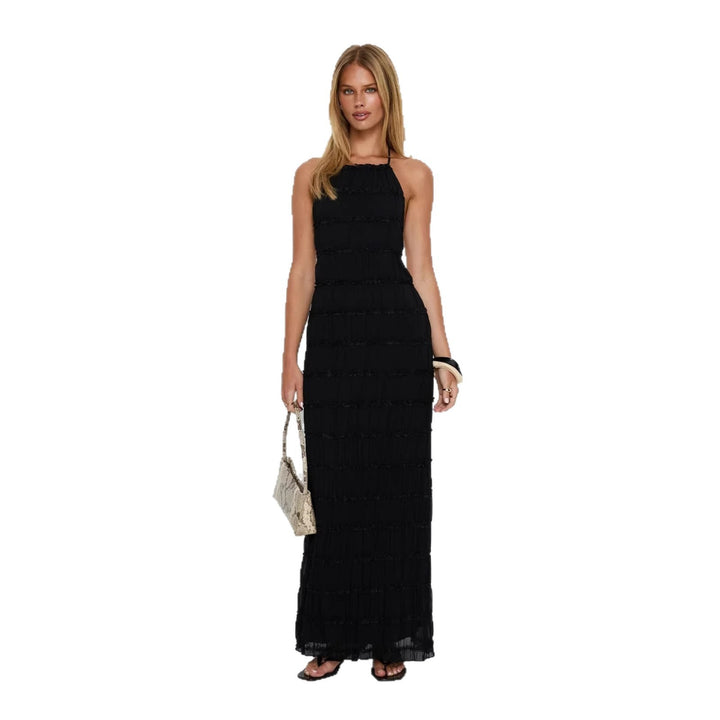 Damen Maxikleid mit schulterfreiem Design und fließenden Rüschen Echo Archiv