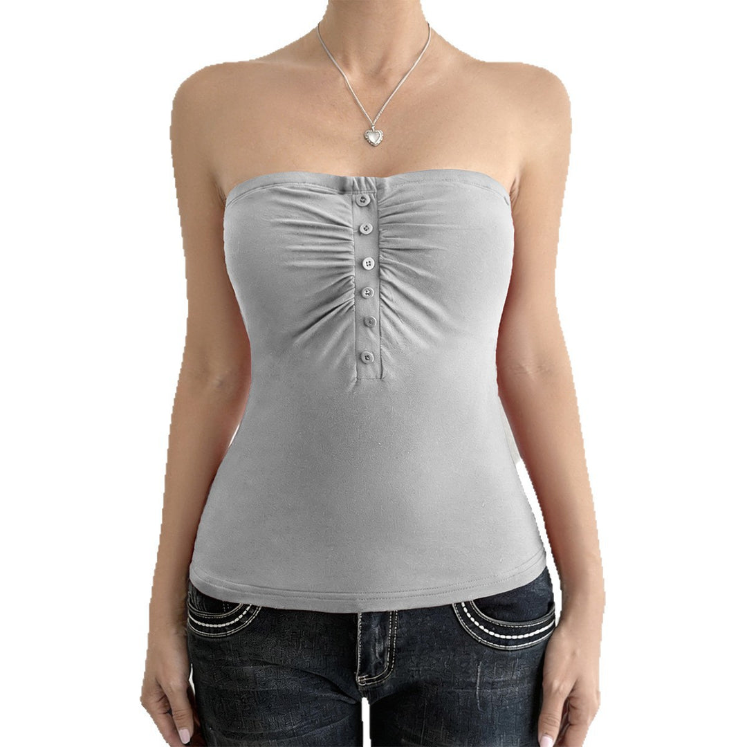 Damen Trägershirt mit Rüschendetails und Knopfverschluss Echo Archiv