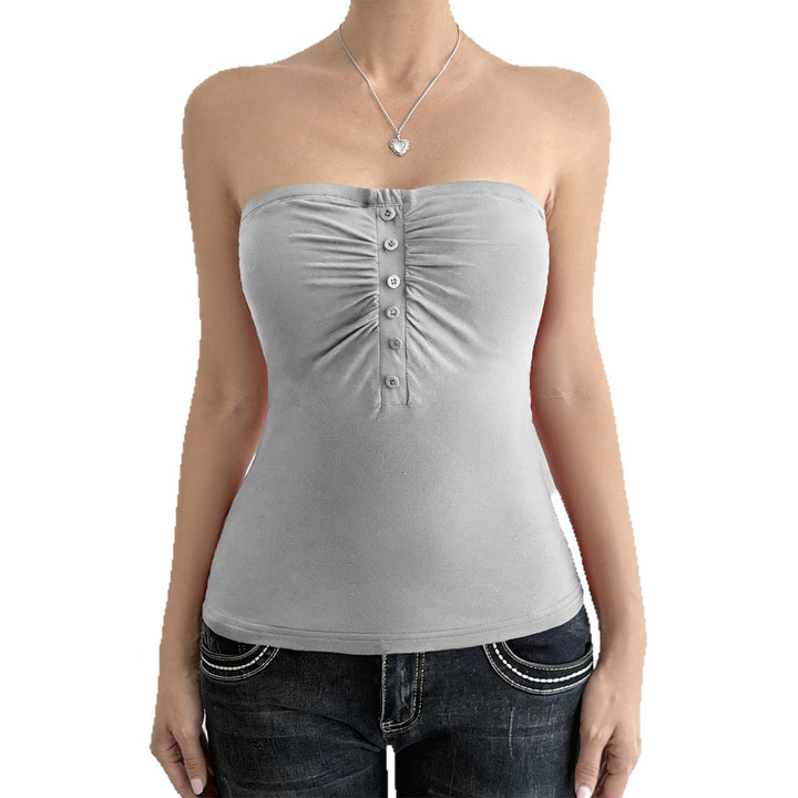 Damen Trägershirt mit Rüschendetails und Knopfverschluss Echo Archiv