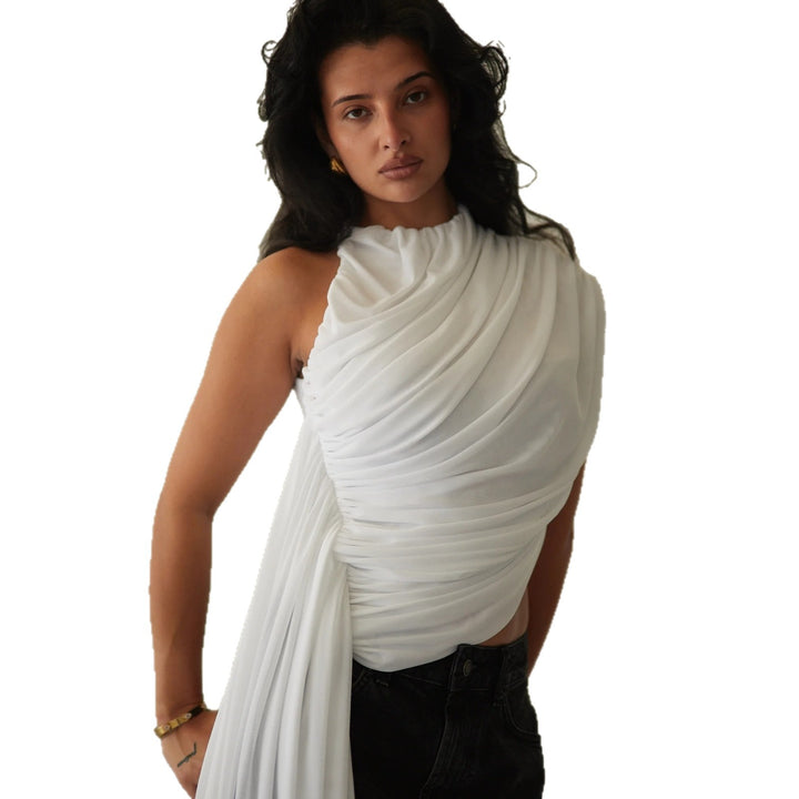 Damen Elegantes asymmetrisches Top mit Drapierungen Echo Archiv