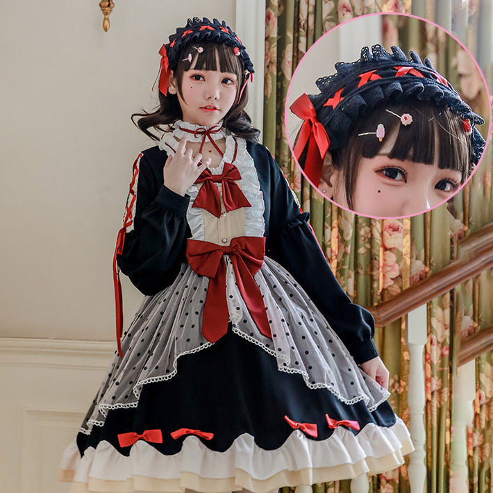 Damen Lolita-Kleid mit ausgefallenen Rüschendetails und Schleifen Echo Archiv