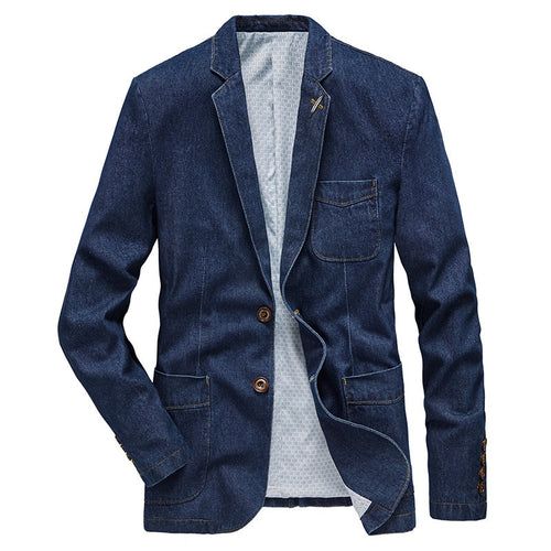 Herren Jeansblazer im smart-casual Stil mit Reverskragen und aufgesetzten Taschen – Tianoro