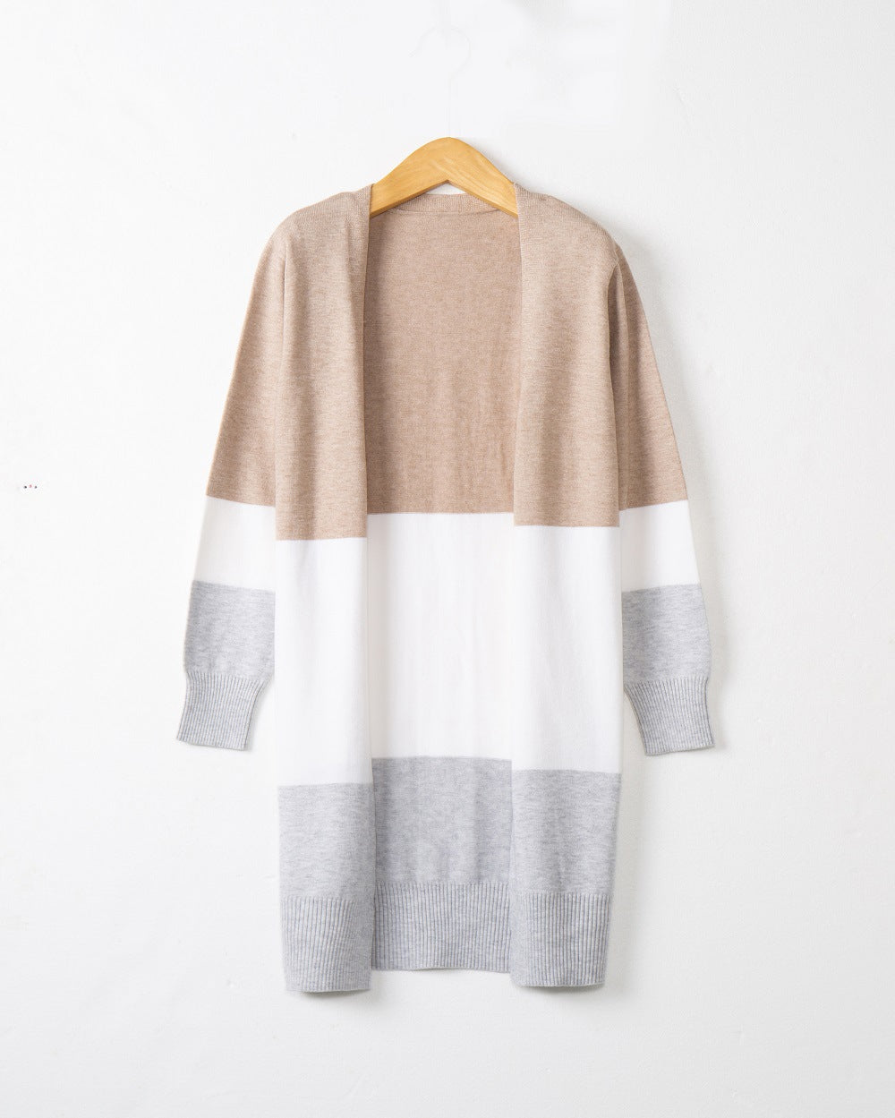 Damen Longcardigan mit Colorblock-Design, offener Front und gerippten Bündchen Echo Archiv