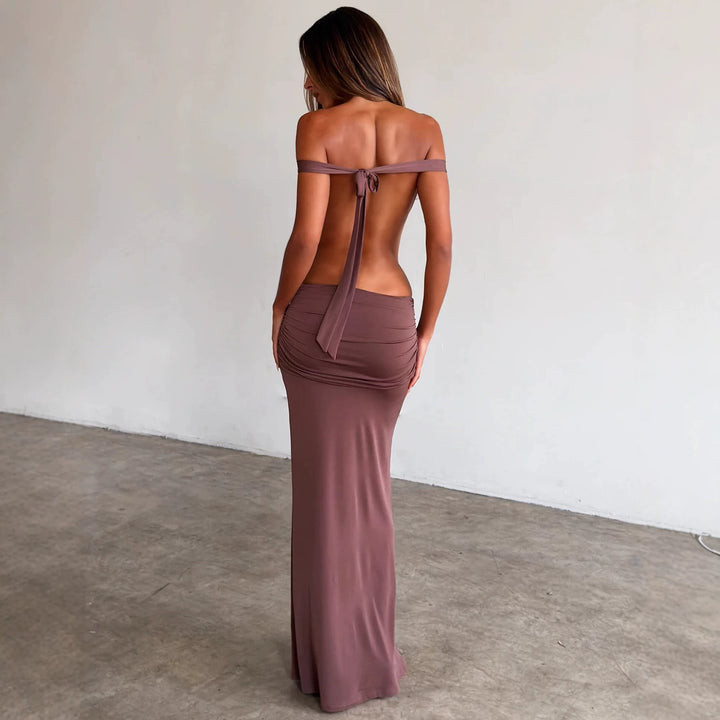 Damen Langes, figurbetontes Maxikleid mit gerafftem Oberteil Echo Archiv