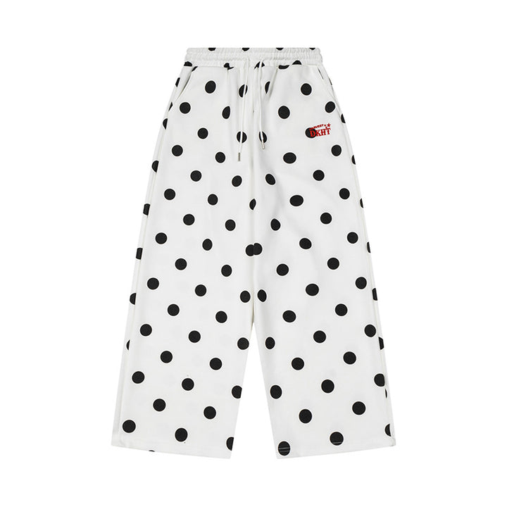 Damen Weite Culotte-Sweathose mit elastischem Komfortbund und Polka-Dot-Print Echoarchiv