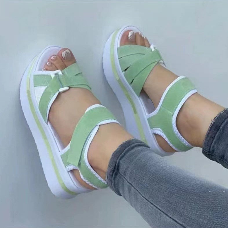 Damen  sportliche Keil-Sandalen mit verstellbaren Klettverschlüssen und gepolstertem Komfort-Fußbett Echo Archiv