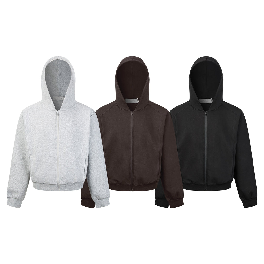 Unisex Kapuzen-Sweatjacke mit durchgehendem Reißverschluss und geripptem Bund Echoarchiv