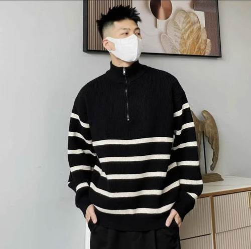 Herren Modischer Pullover mit Stehkragen und Reißverschluss Echoarchiv