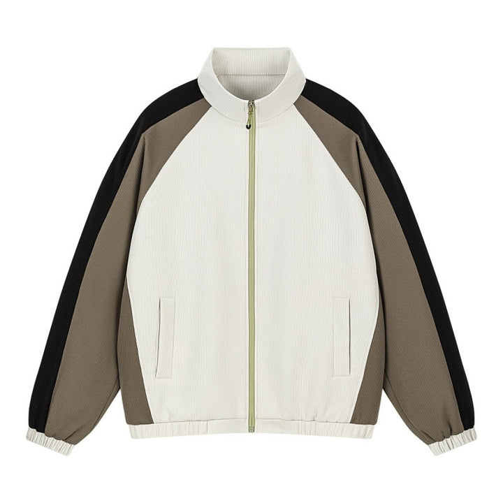 Herren Mehrfarbige Trackjacke mit Stehkragen, Raglanärmeln und durchgehendem Reißverschluss Echoarchiv