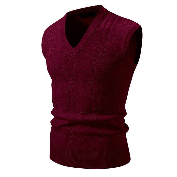 Herren ärmellose Strickjacke mit V-Ausschnitt und strukturiertem Design Echoarchiv
