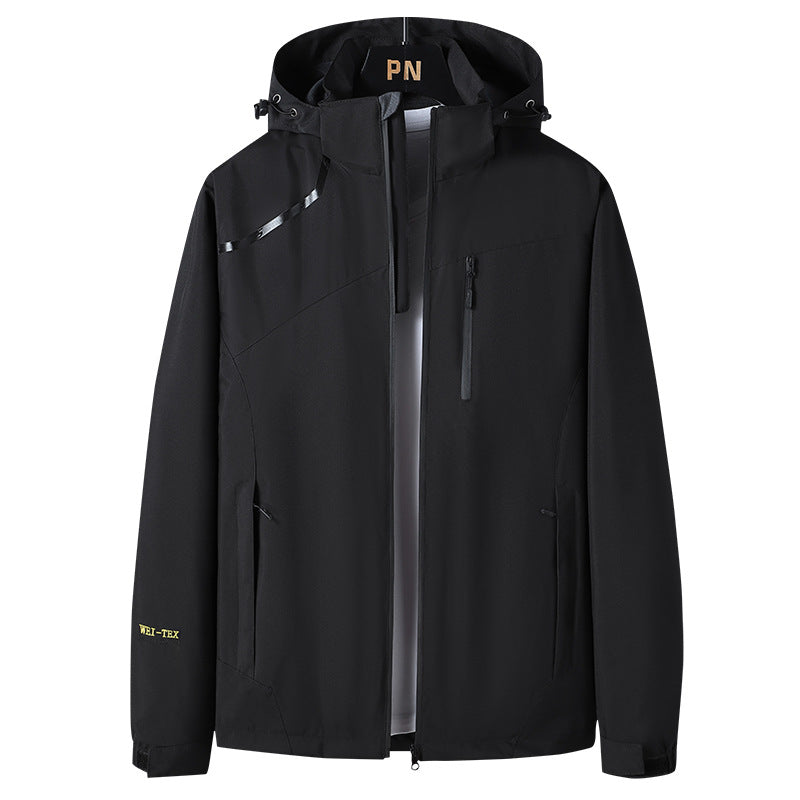 Herren wetterfeste Outdoor-Jacke mit verstellbarer Kapuze und funktionalen Taschen Echoarchiv