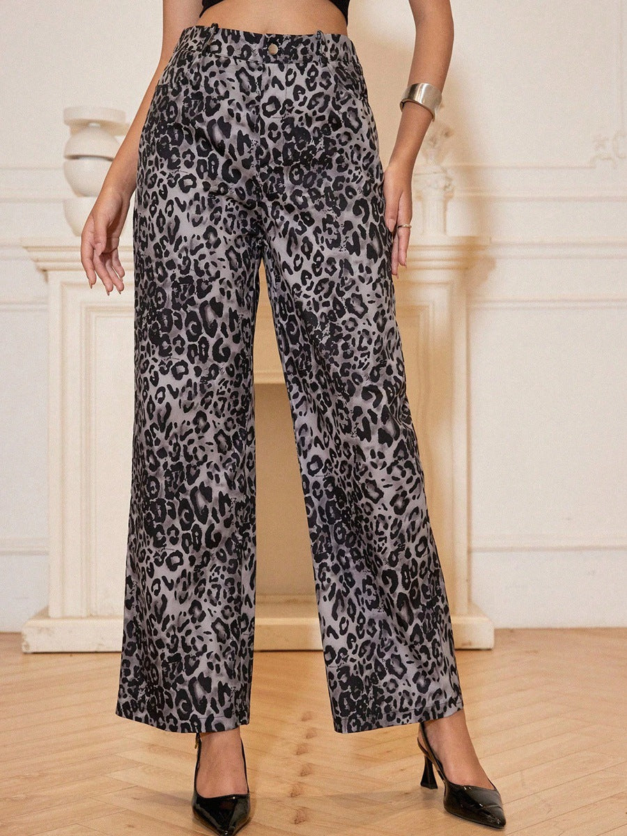 Damen Weite Hosen mit Modischem Leopardenmuster Echo Archiv