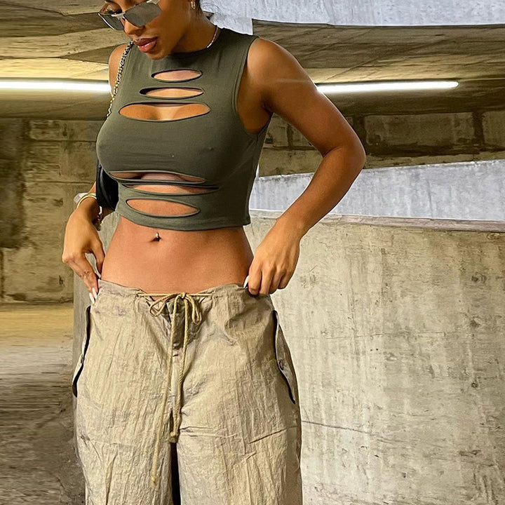 Damen Cut-Out Crop-Top Echo Archiv