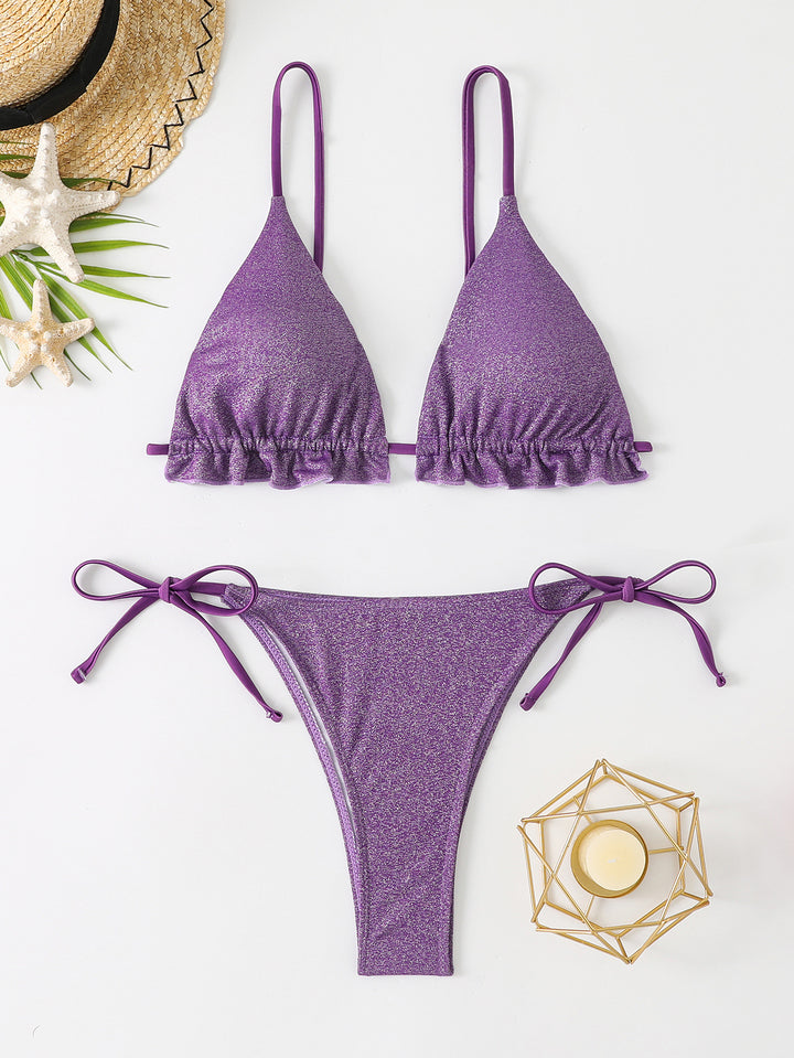 Damen Bikini-Set mit glitzernden Rüschendetails und verstellbaren Trägern Echo Archiv