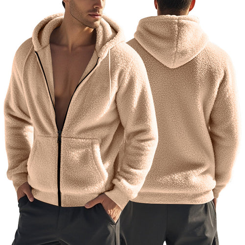 Herren kuscheliger Fleece-Hoodie mit praktischen Seitentaschen und verstellbarem Kordelzug Echoarchiv