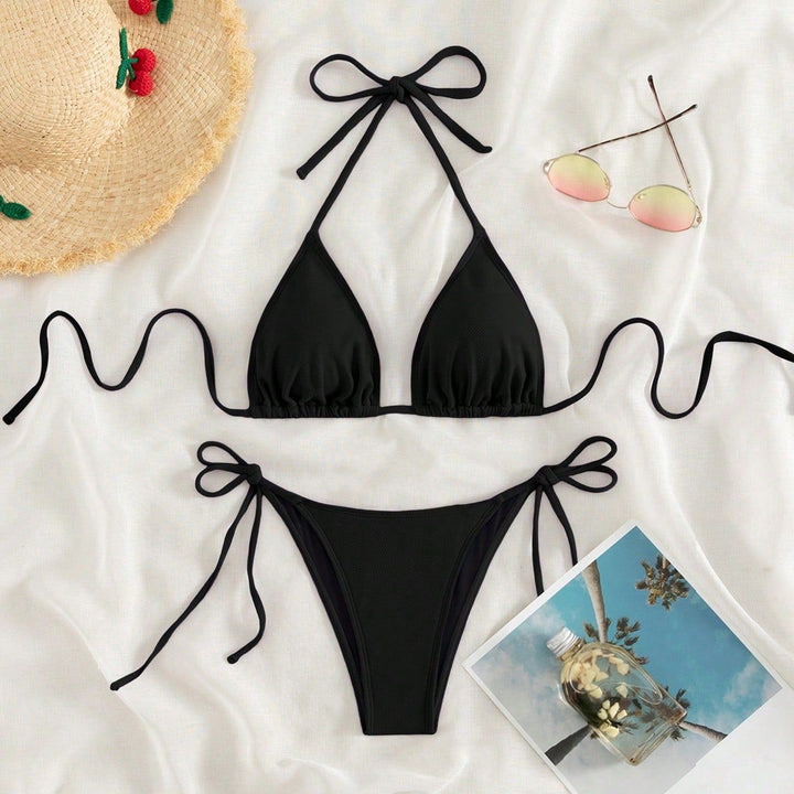 Damen Triangel-Bikini mit verstellbaren Bindebändern und hoher Beinausschnitt Echo Archiv