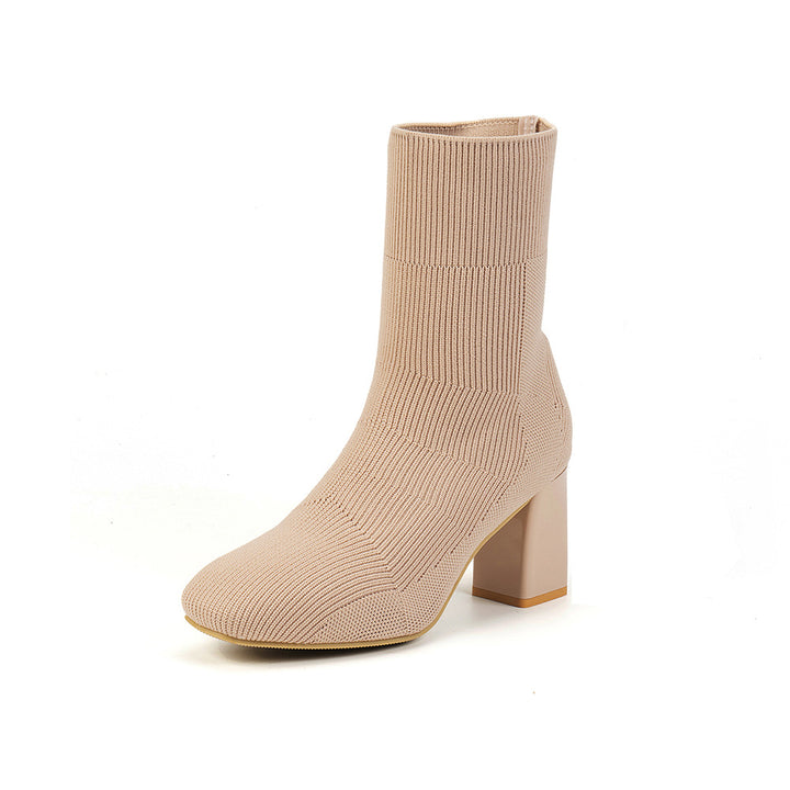 Damen Strick-Ankle Boots mit Blockabsatz Echo Archiv