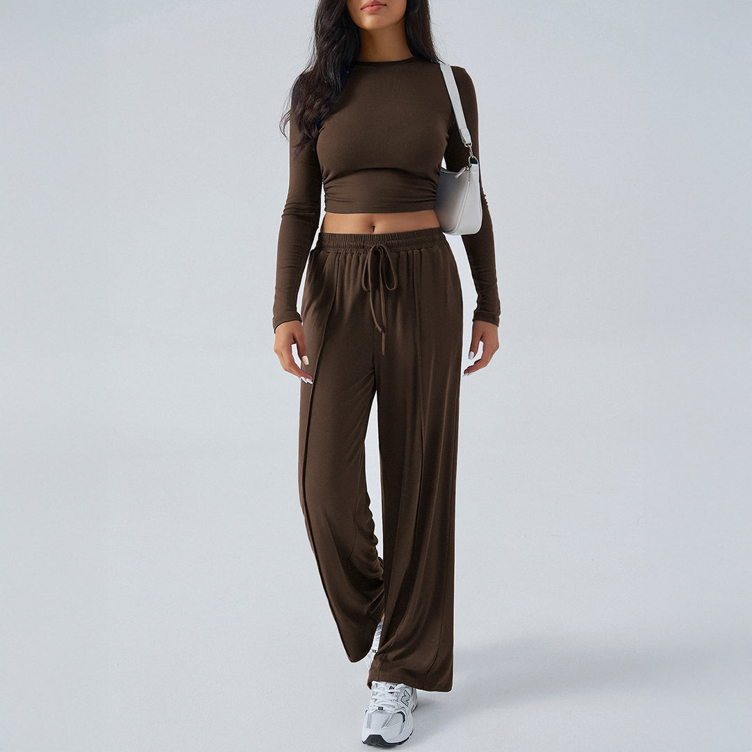 Damen weite Loungehose mit elastischem Kordelbund und fließender Jersey‑Qualität – Avélisse