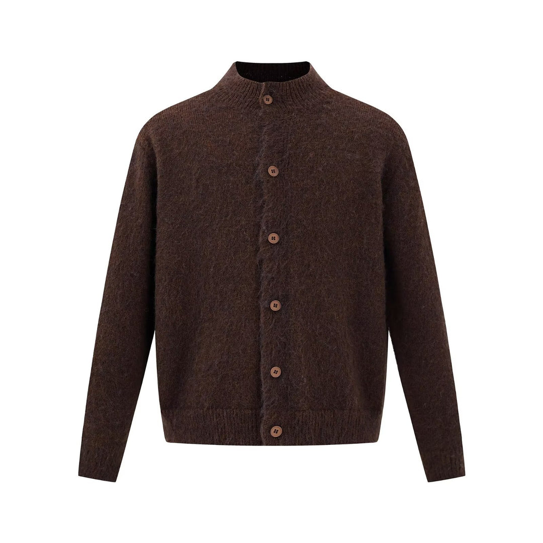 Herren Bequeme Strickjacke mit hohem Kragen und Knopfleiste Echoarchiv