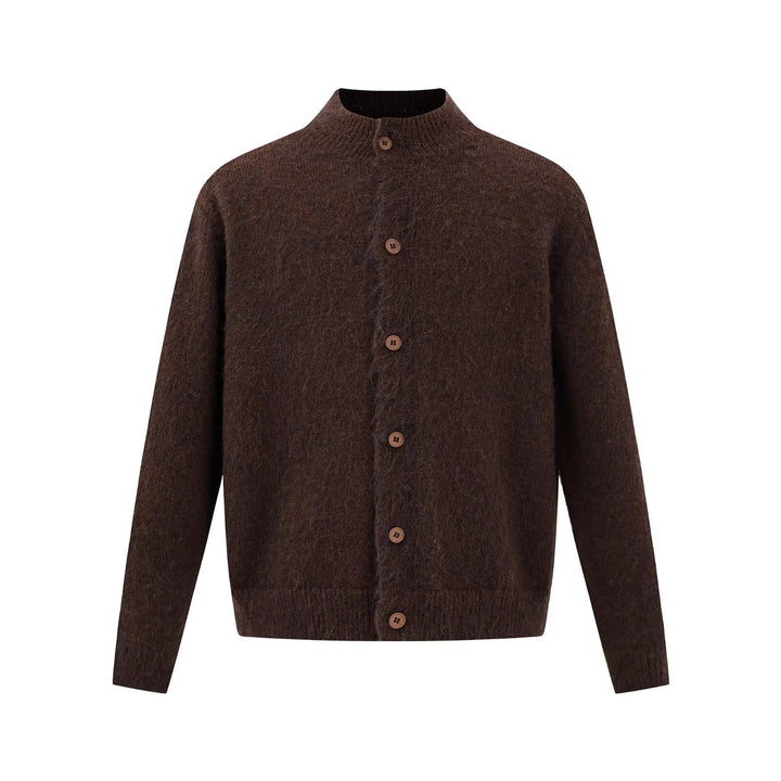 Herren Bequeme Strickjacke mit hohem Kragen und Knopfleiste Echoarchiv