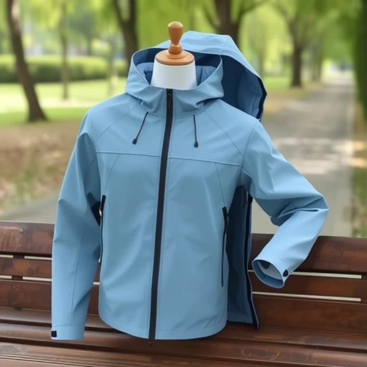 Herren Atmungsaktive Softshelljacke mit Zwei-Wege-Reißverschluss, verstellbarer Kapuze und wasserabweisender Oberfläche Echoarchiv
