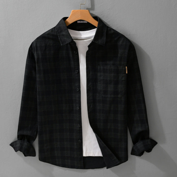 Herren Kariertes Hemdjacken-Overshirt aus leichtem Twill mit Brusttasche Echoarchiv