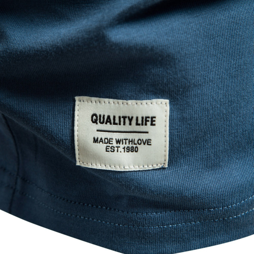 Herren Kurzarm Henley-T-Shirt mit modernem Reißverschluss und hochwertiger Baumwollmischung Echoarchiv