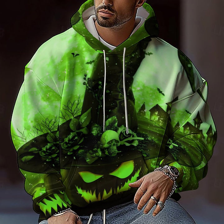 Herren Kapuzensweater mit kreativen Halloween-Motiv und lockerer Passform Echoarchiv