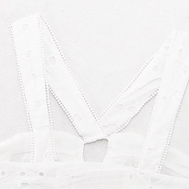 Damen Brokat-Crop-Top mit elegantem Ausschnitt und verzierten Trägern Echo Archiv