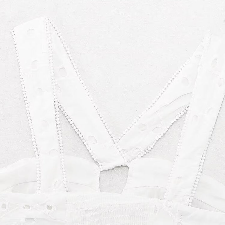 Damen Brokat-Crop-Top mit elegantem Ausschnitt und verzierten Trägern Echo Archiv