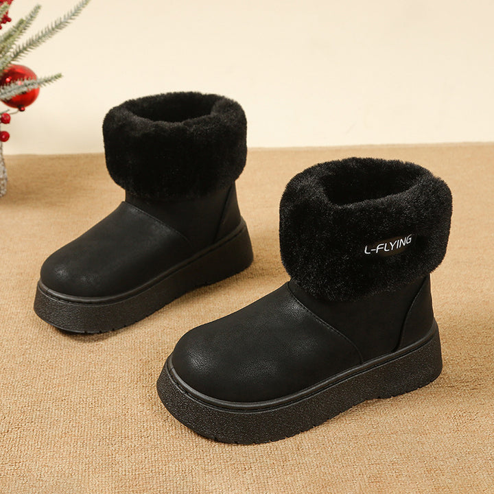 Damen Kuschelige Plateau‑Stiefeletten mit faux‑Fellkragen und rutschfester Gummisohle – Varelle