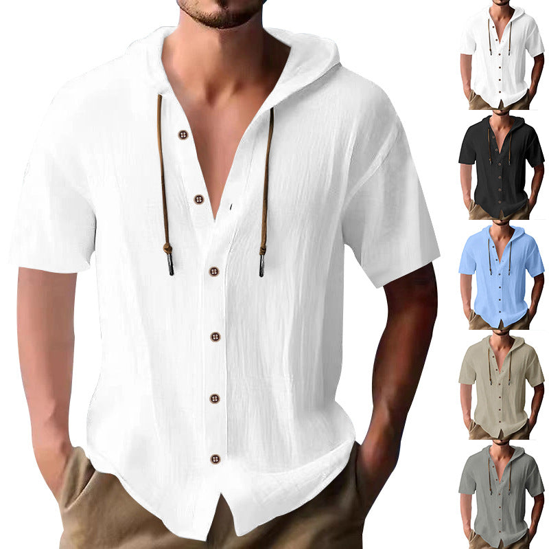 Herren lässiges Kapuzenshirt aus atmungsaktivem Material mit Knopfleiste Echoarchiv