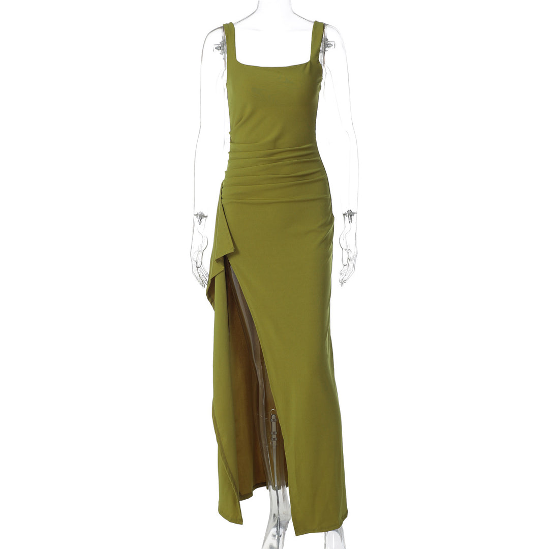 Damen elegantes Maxikleid mit seitlichem Schlitz und Röschendetails Echo Archiv