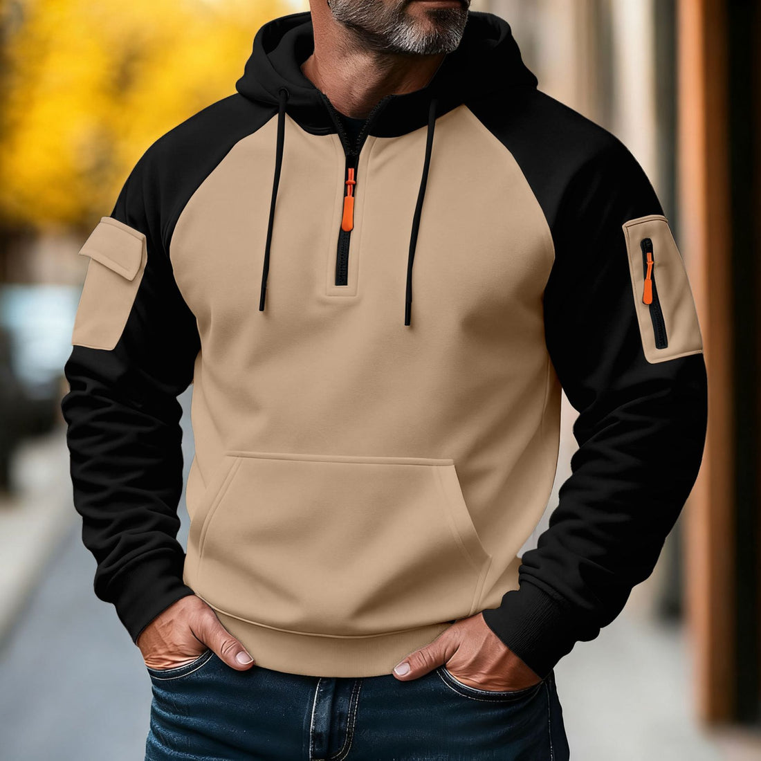 Herren funktionaler Hoodie mit Reißverschluss und praktischen Taschen – Cavarno