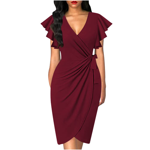 Damen Wickelkleid mit Rüschendetails und elastischem Tailleneinsatz Echo Archiv